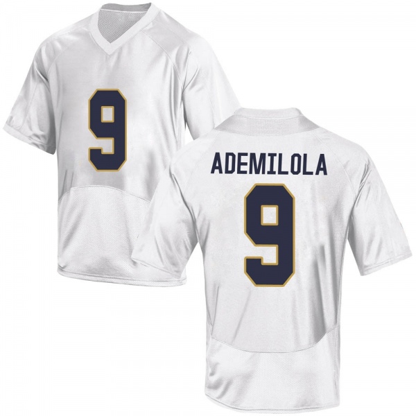 Justin Ademilola Notre Dame Fighting Irish NCAA Youth #9 White Replica College Stitched Football Jersey NPS2455KK